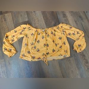 Yellow floral long sleeve off the shoulder top